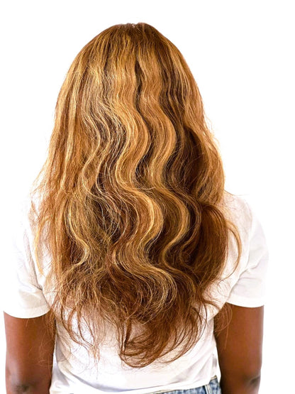 Perruque ondulée cuivrée 24" cheveux 100% naturels - ALBA