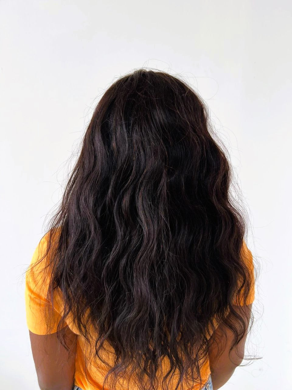 Perruque ondulée noire 26" cheveux 100% naturels - JULIA